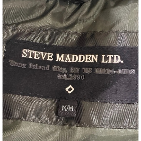 Steve Madden Womens Size Medium Sleeveless Puffer Vest Dark Olive Green - Picture 6 of 6